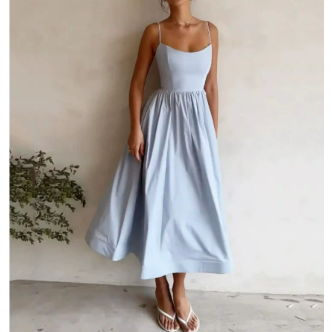Levoire | Robe D'Invité De Mariage À Bretelles Spaghetti Pour - Femmes - Midi Bleu Clair