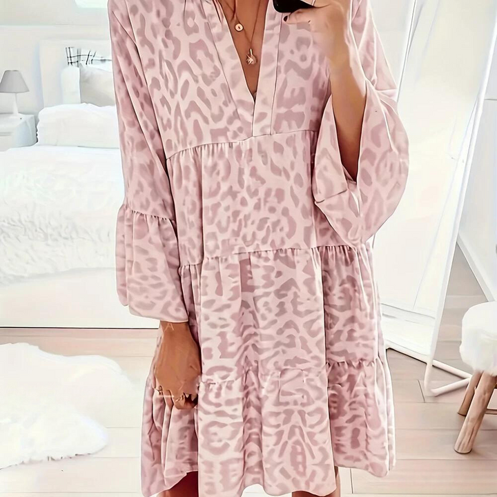 Levoire | Robe boho à imprimé léopard pour femmes, taille plus Rose