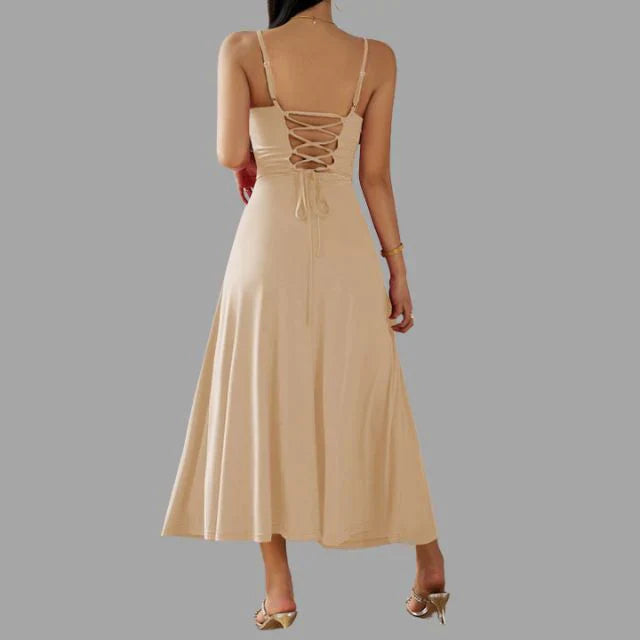 Levoire | Robe Midi Beige À Swinguement