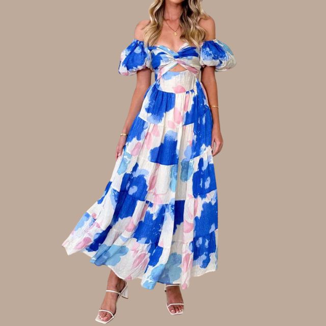 Levoire | Robe maxi florale pour femme Bleu profond