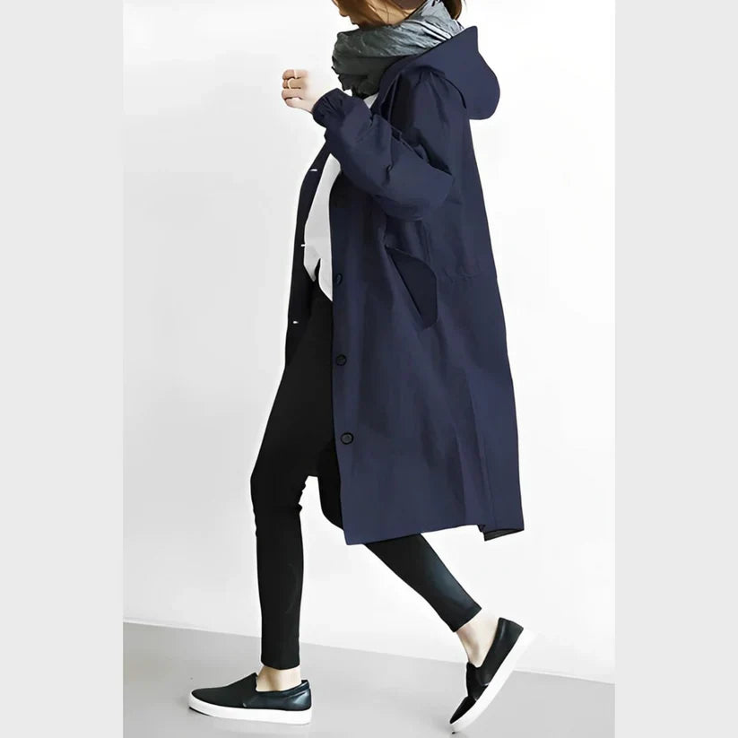 Levoire | Long Coupe-Vent Avec Capuche Bleu marine