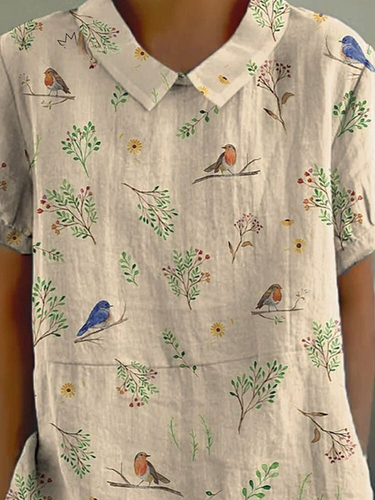 Levoire | Chemise Decontractee Pour Femmes Avec Imprime Oiseaux Et Branches, Elegante Et Unique