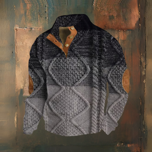 Levoire | Pull Décontracté Avec Impression Artistique Western Et Col Montant