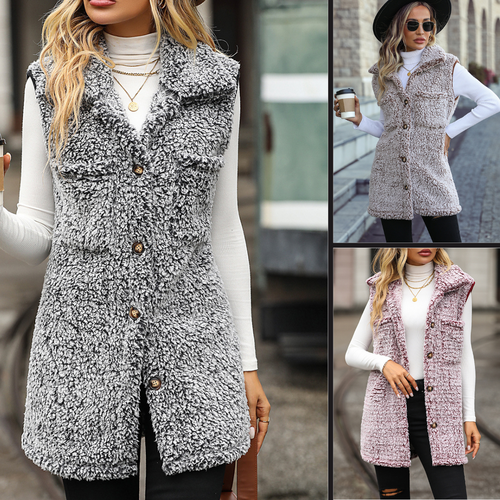 Levoire | Élégante Longue Veste En Tricot En Peluche Pour Femmes Avec Boutons