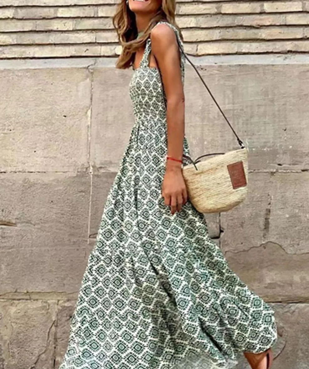Levoire | Robe longue à imprimé bohème Vert