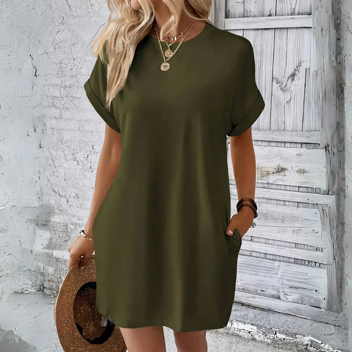 Levoire | Robe Avec Col Rond Et Poches Olivier