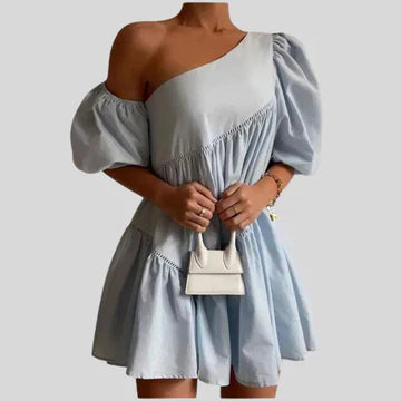 Levoire | Robe Mini À Épaule Dnce Avec Manches Bouffantes Pour Femmes Bleu clair