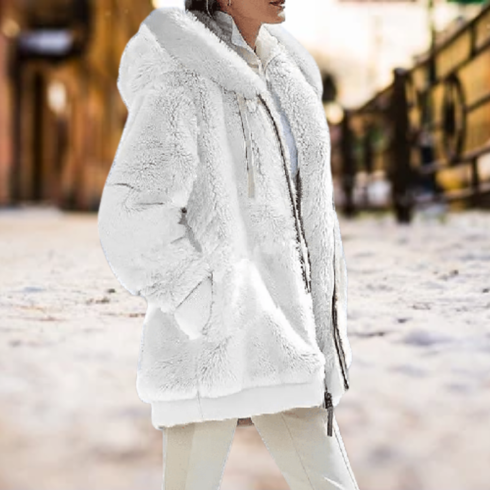 Levoire | La Veste À Capuche Plüsch Hiver Confort Blanc