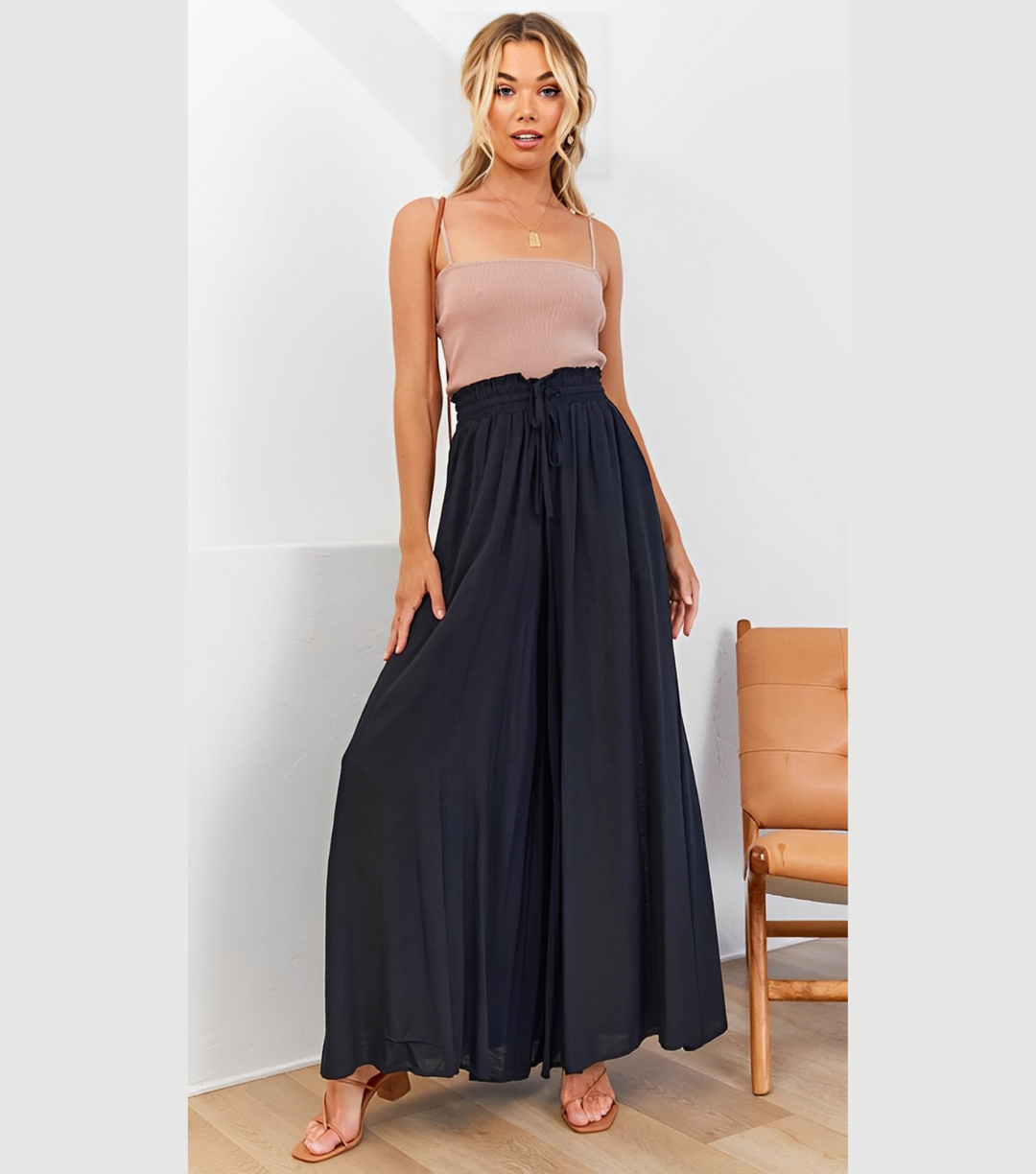 Levoire | Pantalon Large Avec Cordon De Serrage Pour Femmes Noir