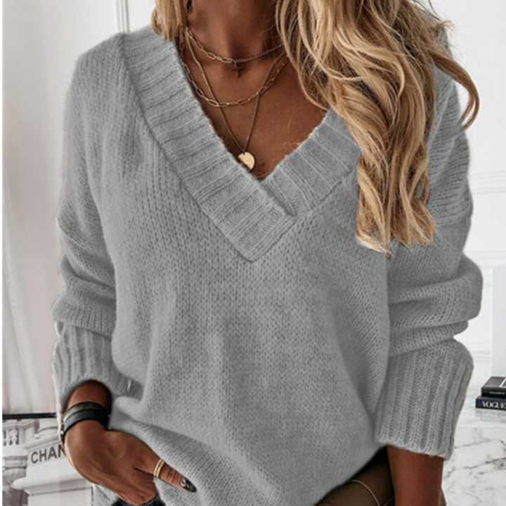 Levoire | Pull long à col en V plus chaud Gris