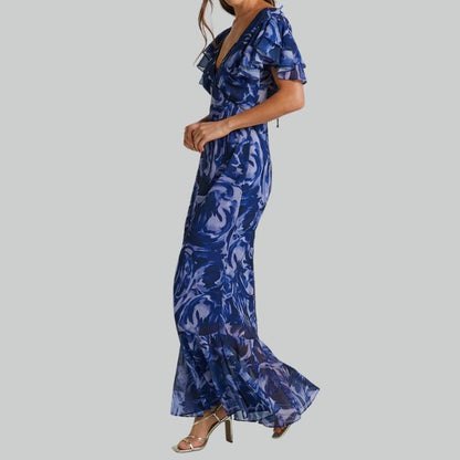 Levoire | Maxi-robe à volants pour femme - Bleu