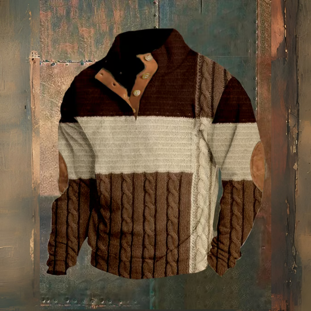 Levoire | Pull Western Avec Bloc De Couleur Et Impression Artistique Braun Khaki