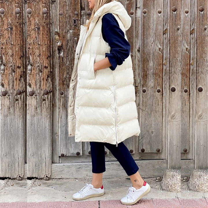 Veste chaude sans manches Blanc crémeux