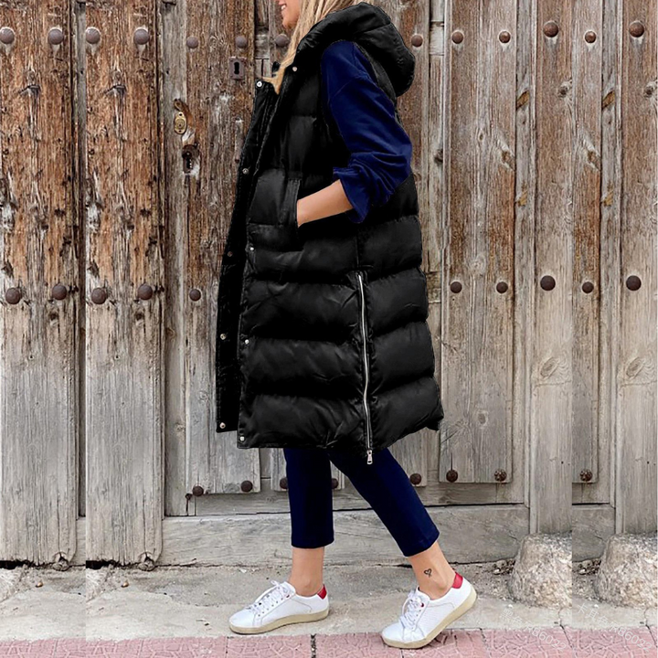 Levoire | Veste D'Hiver Longue Tendance Avec Capuche Pour Femmes Noir