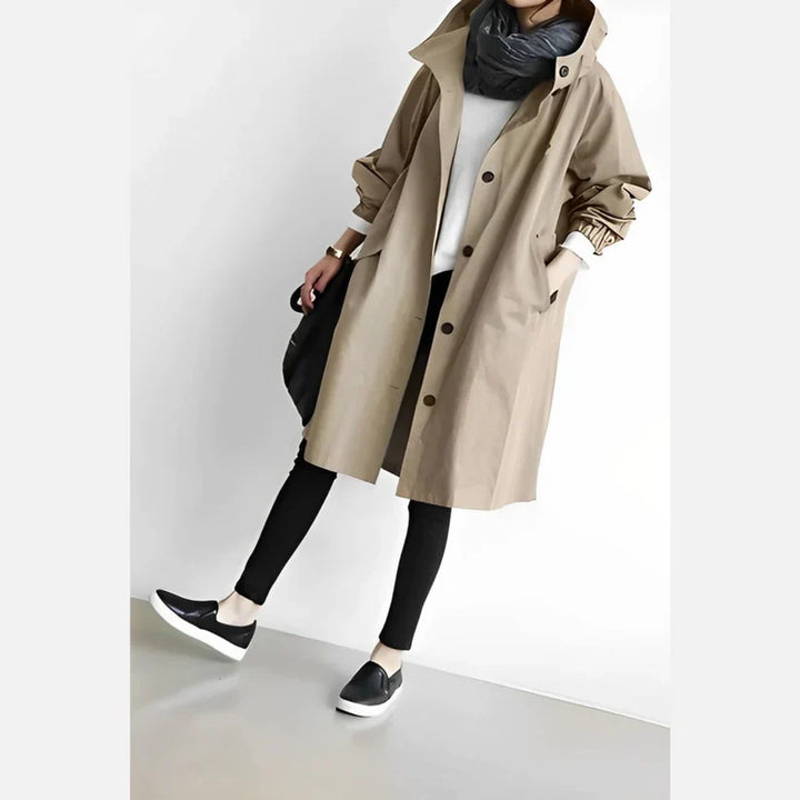 Levoire | Long Coupe-Vent Avec Capuche Beige