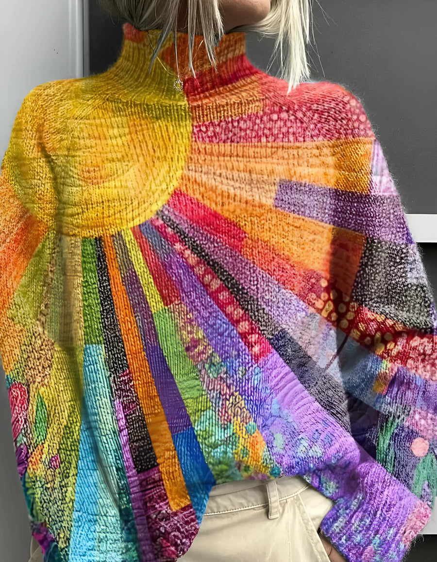 Levoire | Pull À Col Roulé Coloré Avec Motif Joyeux