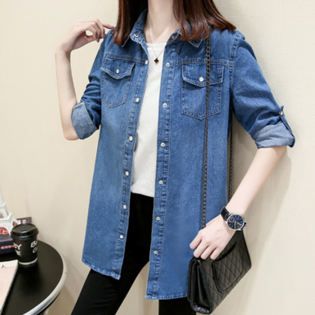 Levoire | Veste En Jean Longue Bleu foncé