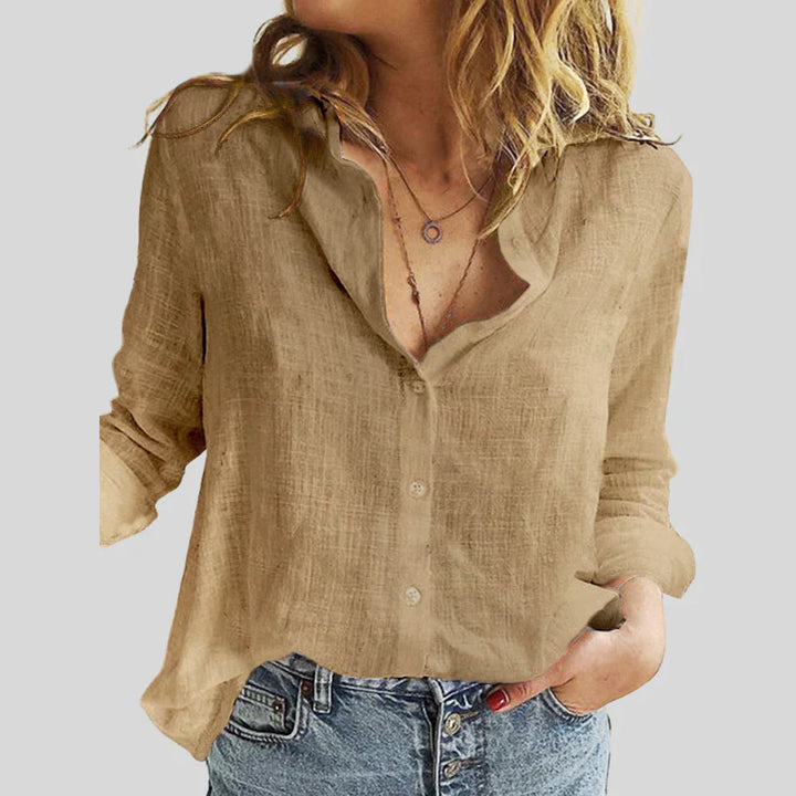 Levoire | Chemisier Chic Confortable À Manches Longues Pour Femmes Khaki