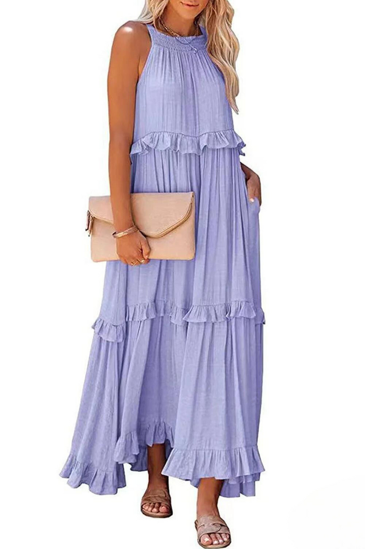 Levoire | Robe longue avec dos nu et volants Violet