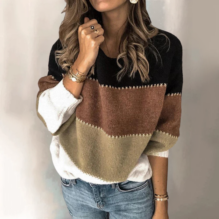 Levoire | Pull Classique À Rayures Pour Femmes Braun