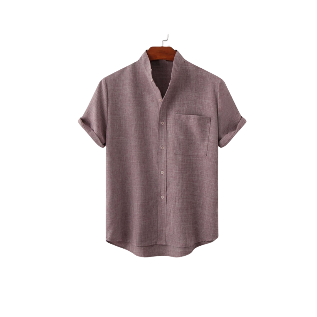 Levoire | Chemise En Lin Elegant Decontracte Hommes Rose Brun
