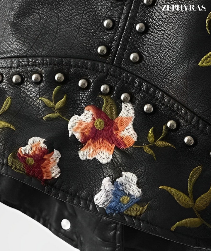 Levoire | Veste En Cuir À Motif Floral Pour Femmes