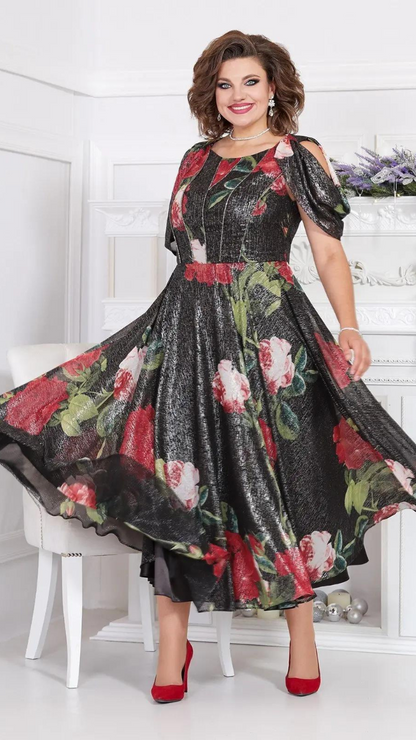 Levoire | Robe à fleurs pour femmes - Noir