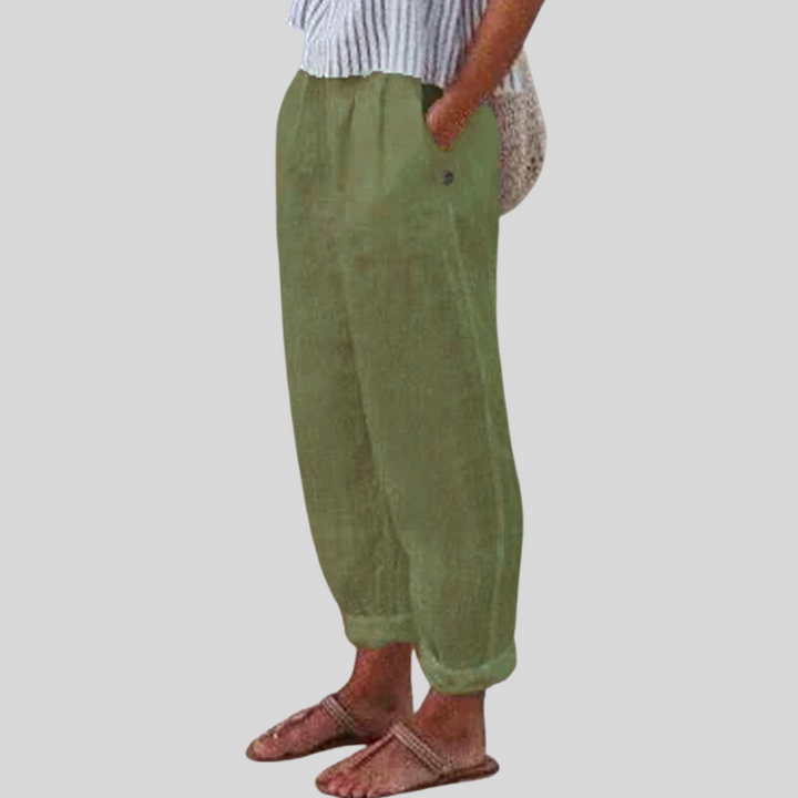 Levoire | Pantalons Femme Jambes Larges Poches Vert