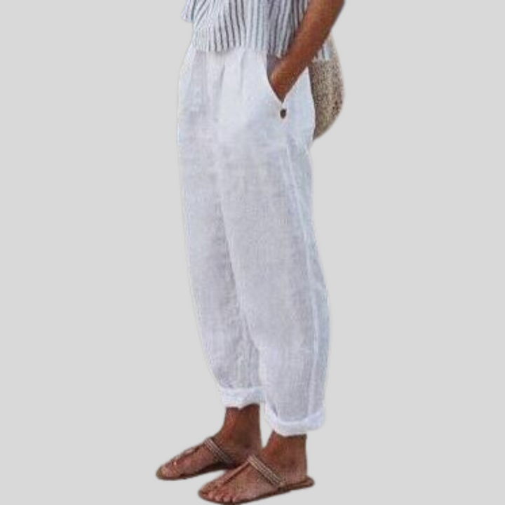 Levoire | Pantalons Femme Jambes Larges Poches Blanc