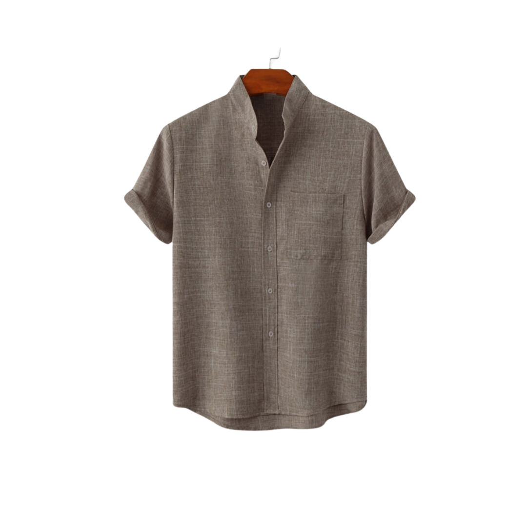 Levoire | Chemise En Lin Elegant Decontracte Hommes Brun