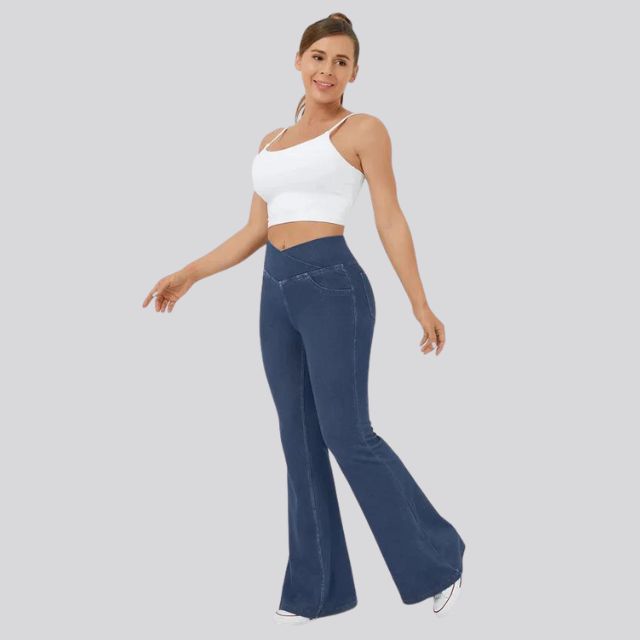 Levoire | Leggings À Taille Haute Et Jambes Larges Bleu foncé