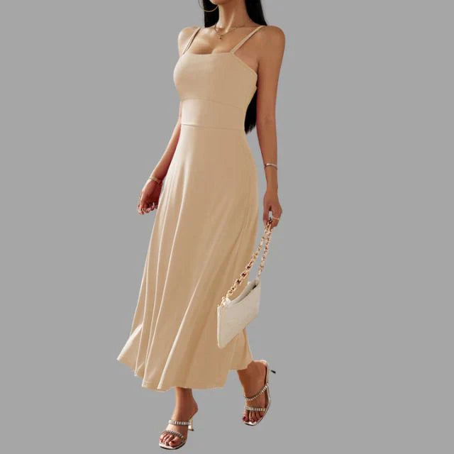 Levoire | Robe Midi Beige À Swinguement