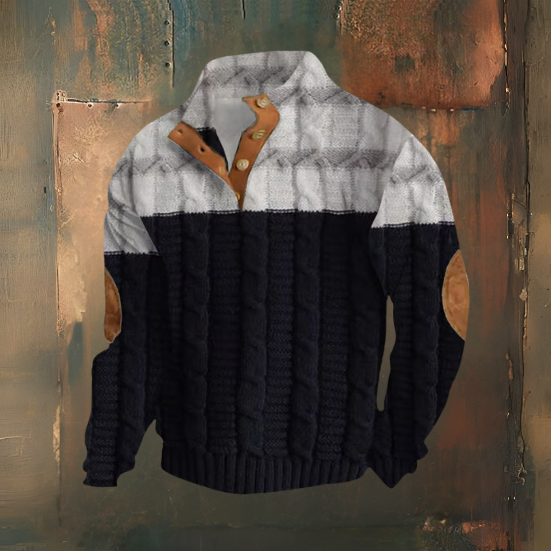 Levoire | Pull À Col Montant Au Look Western Avec Bloc De Couleur Noir Blanc