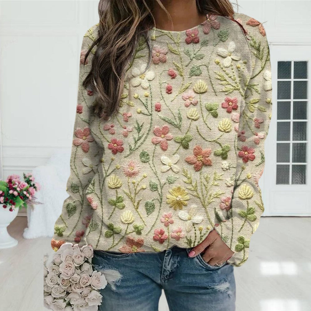 Levoire | Pull Tendance Avec Motif Floral Pour Femmes Blanc
