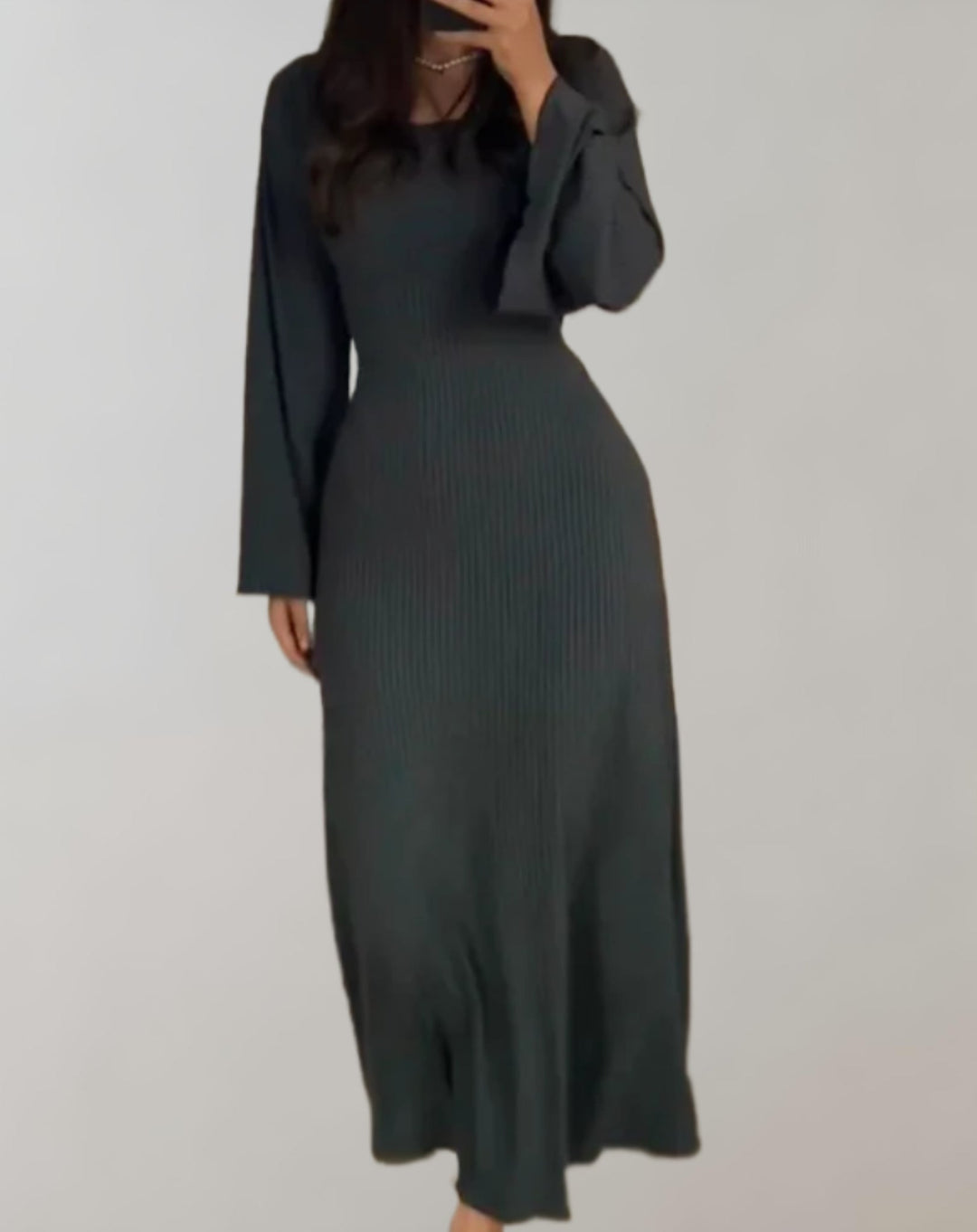 Levoire | Robe D'Été Légère À Encolure En V Style Décontracté Gris foncé