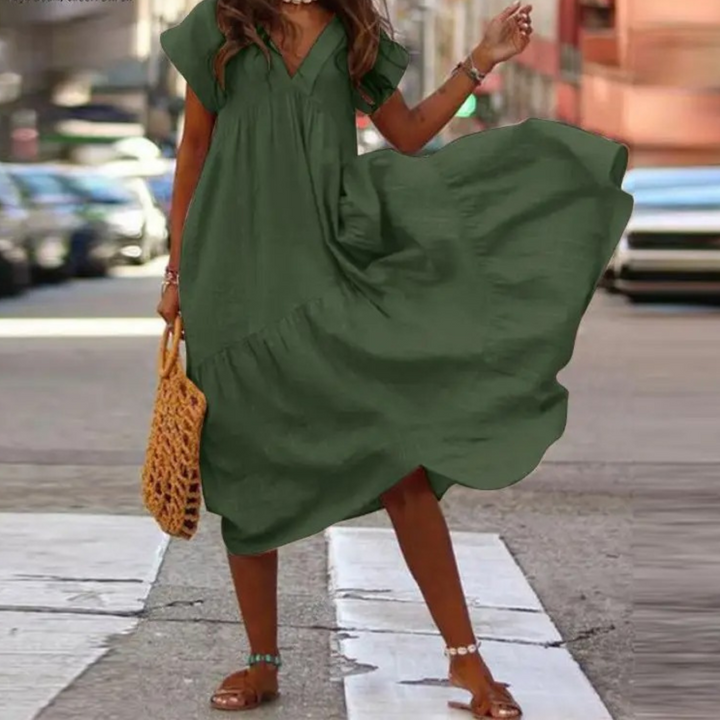 Levoire | Col Maxi Style Blouse Robe Avec Volants Vert foncé