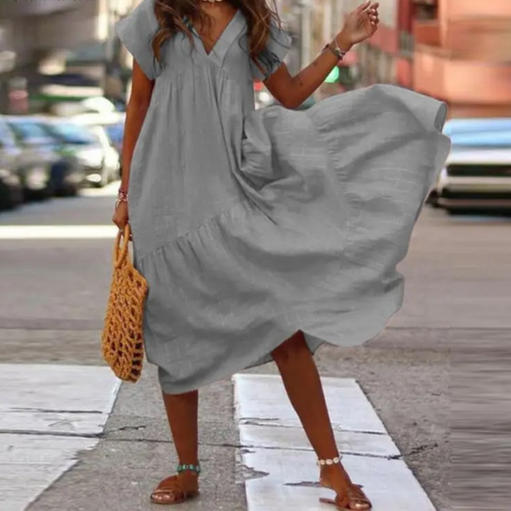 Levoire | Col Maxi Style Blouse Robe Avec Volants Gris