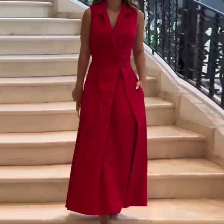 Levoire | Robe Midi Carmine Décolleté En V