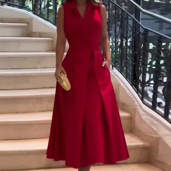 Levoire | Robe Midi Carmine Décolleté En V