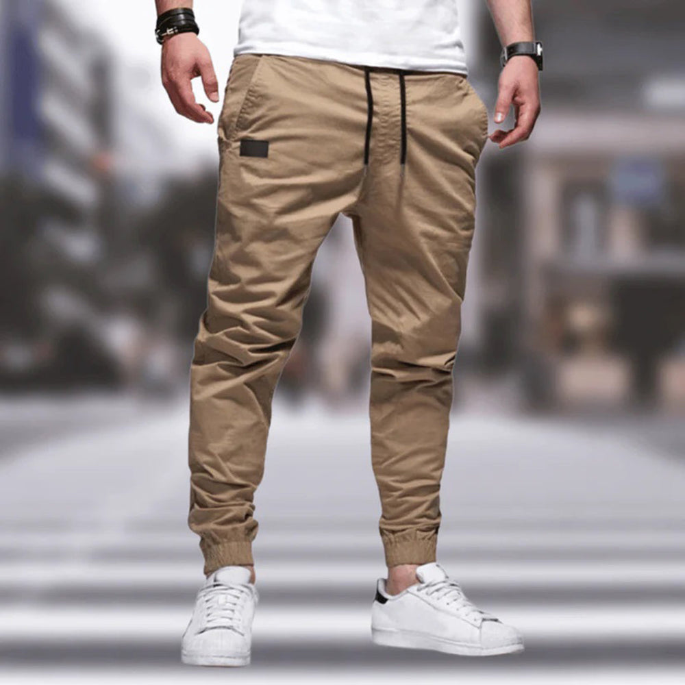 Levoire | Pantalon Cargo Slim Modèle Rento Avec Bandes Et Poches Khaki
