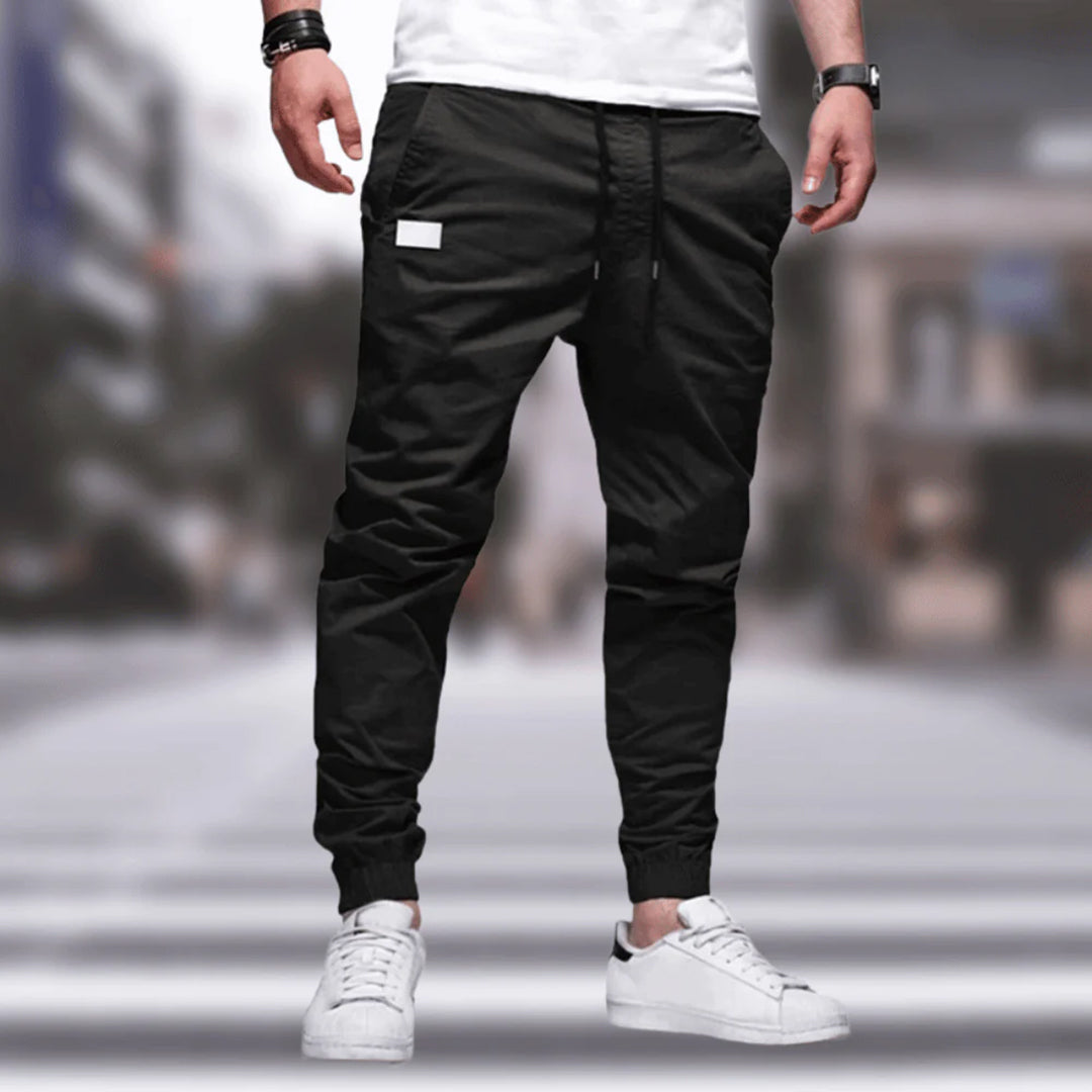 Levoire | Pantalon Cargo Slim Modèle Rento Avec Bandes Et Poches Noir