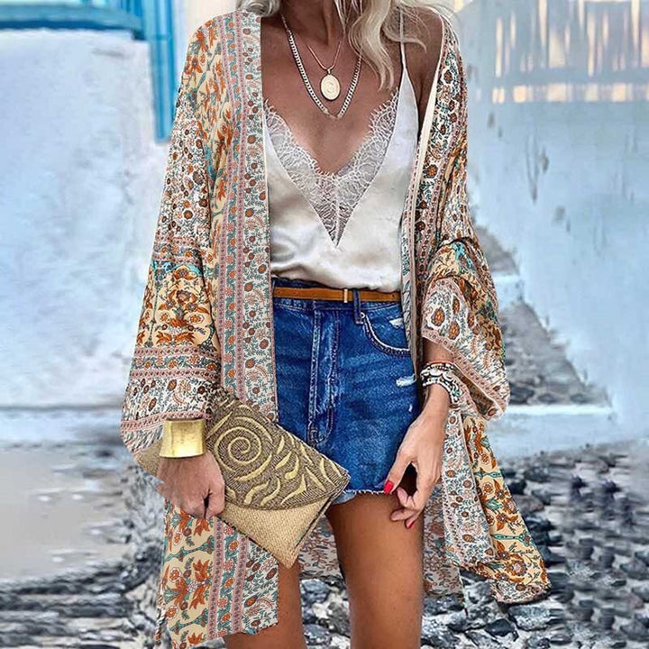 Levoire | Kimono Élevez Votre Garde-Robe D'Été Avec Notre Kimono Imprimé Coloré Beige