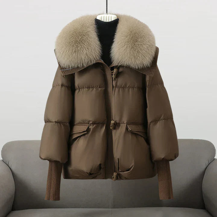 Levoire | Veste À Col En Fausse Fourrure À Manches Longues Avec Fermeture Éclair Braun