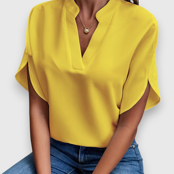 Levoire | Blouse Légante Avec Détail Nœud Jaune