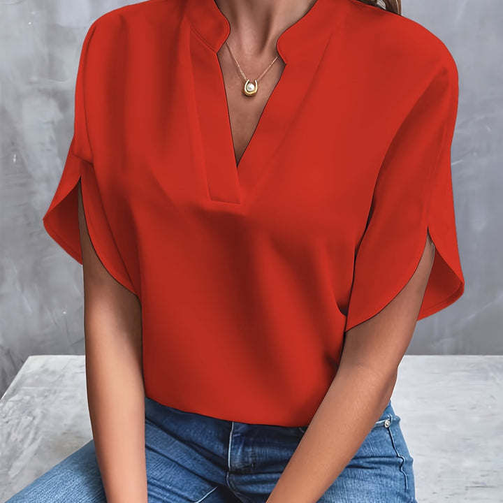 Levoire | Blouse En Chiffon Unie À Col V Rot