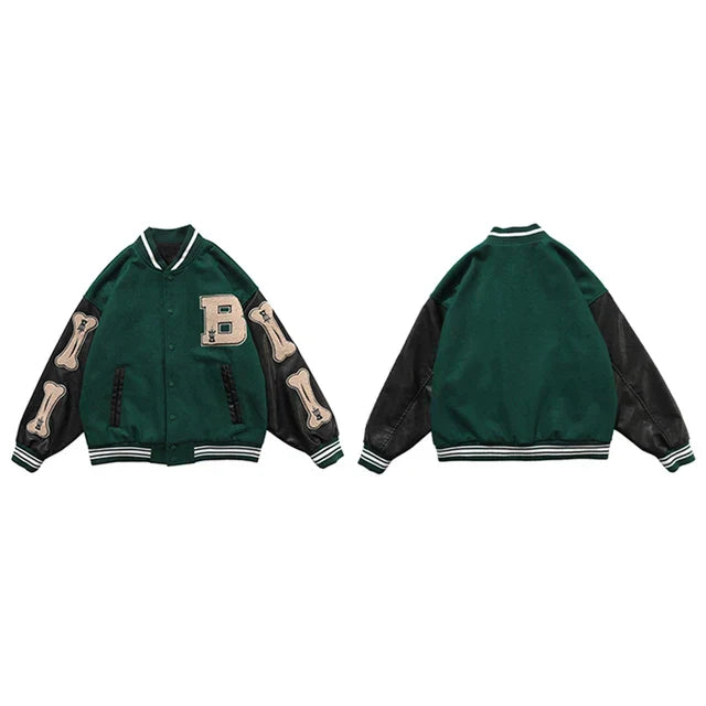 Levoire | Veste Bomber Streetwear Varsity Vert