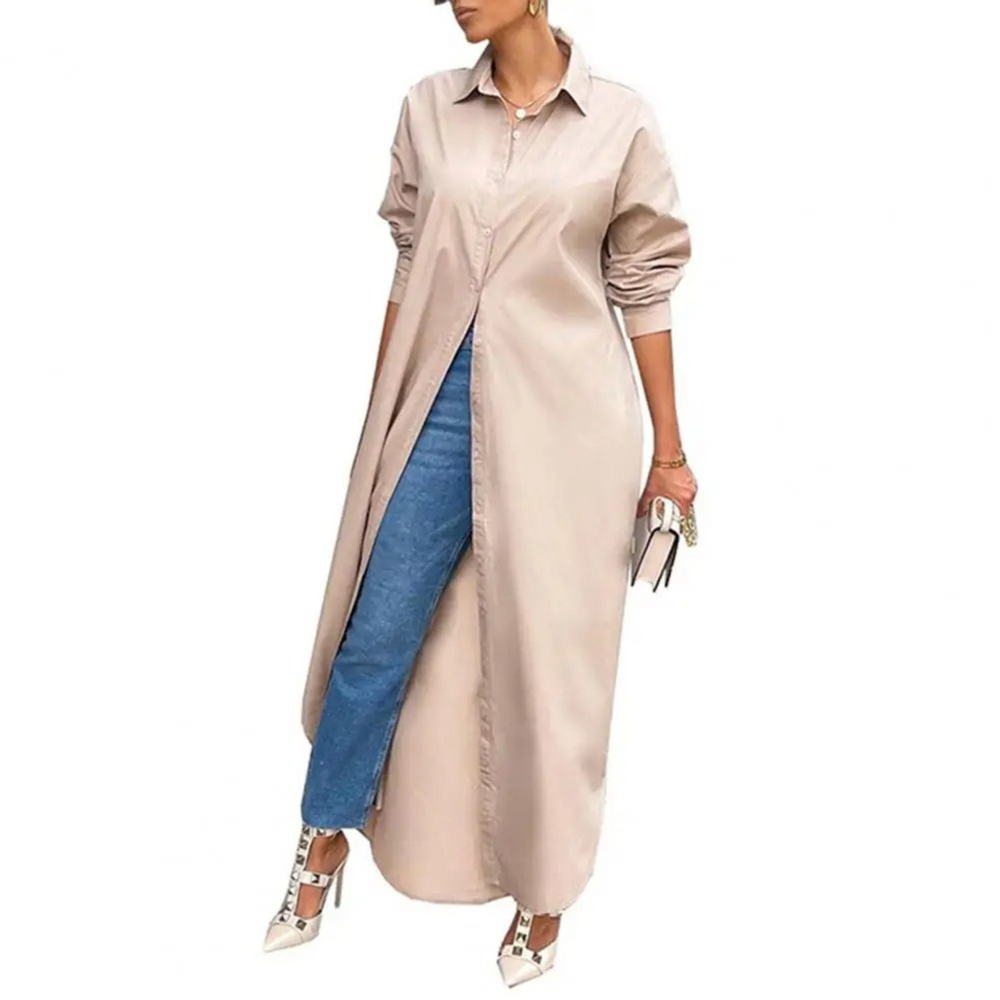 Levoire | Robe Chemisier Rose Simple Avec Col Rabattu Brun clair
