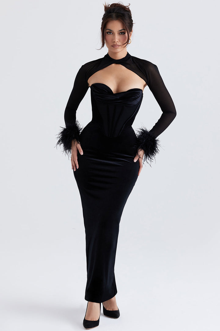 Levoire | Robe Maxi En Velours Noir