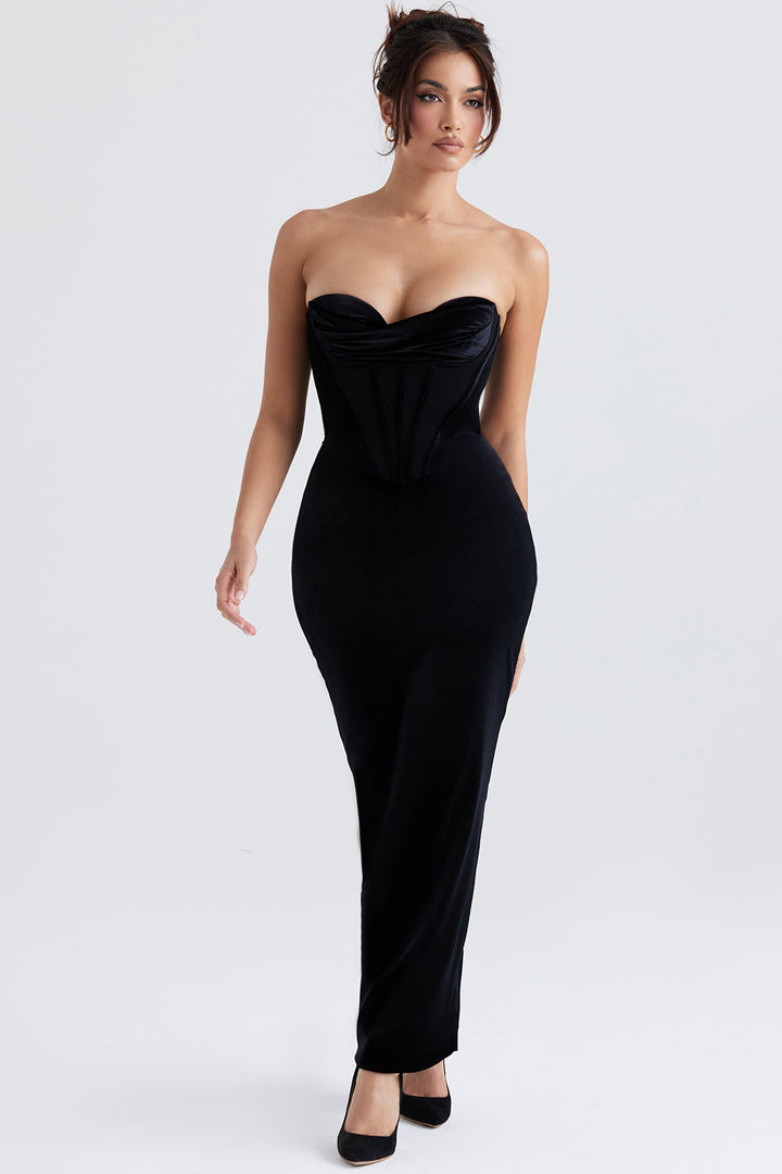 Levoire | Robe Maxi En Velours Noir