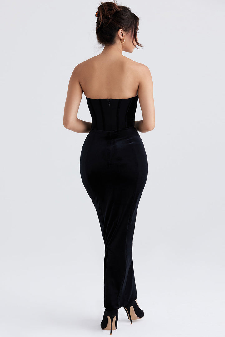 Levoire | Robe Maxi En Velours Noir